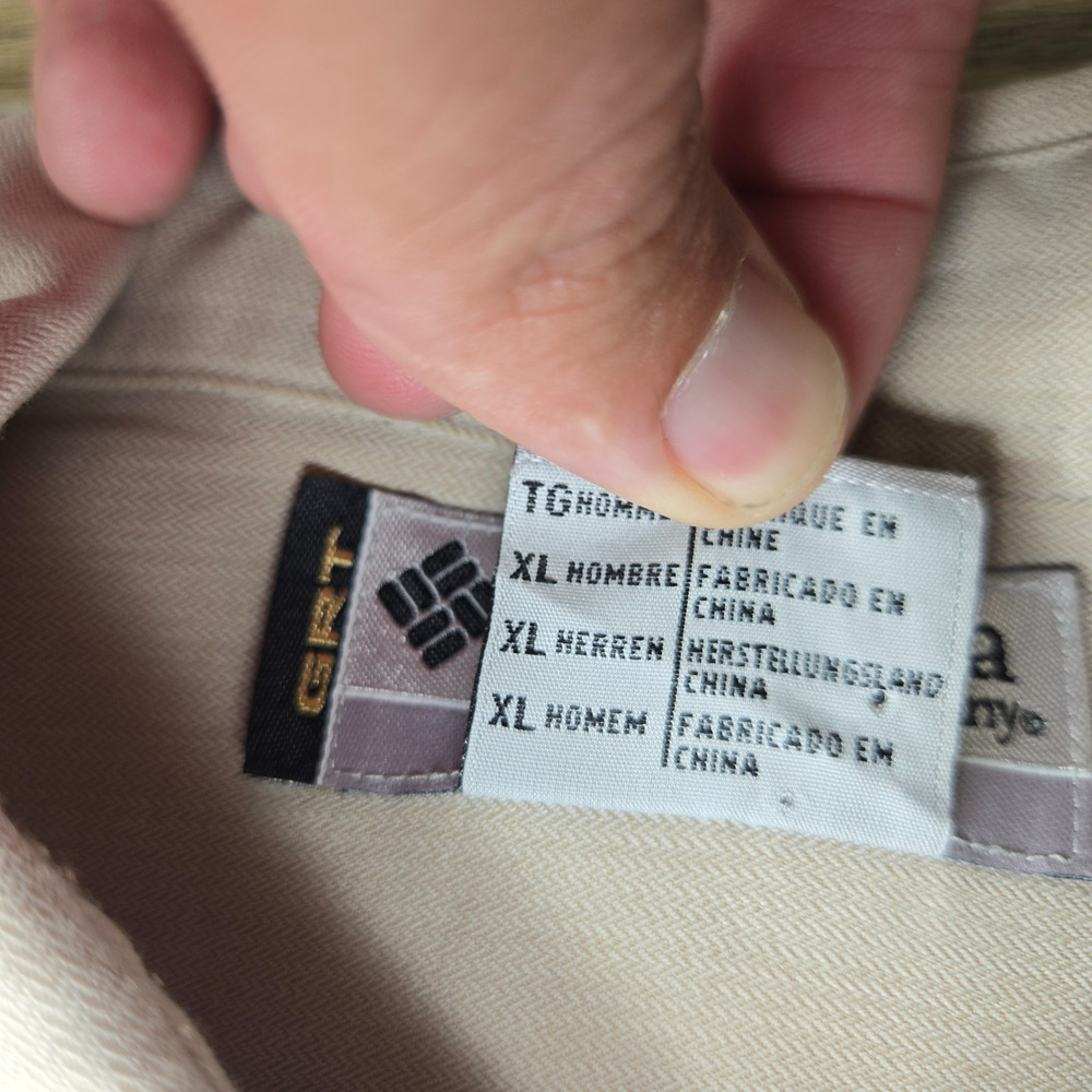 Columbia GRT Shirt Mens XL Khaki Tan Long Sleeve Button Up Hiking Viscose - Picture 5 of 13
